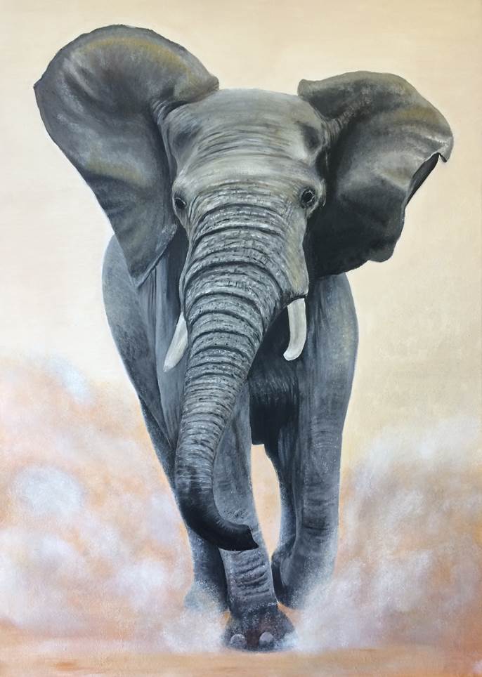 Elefant - Oelbild