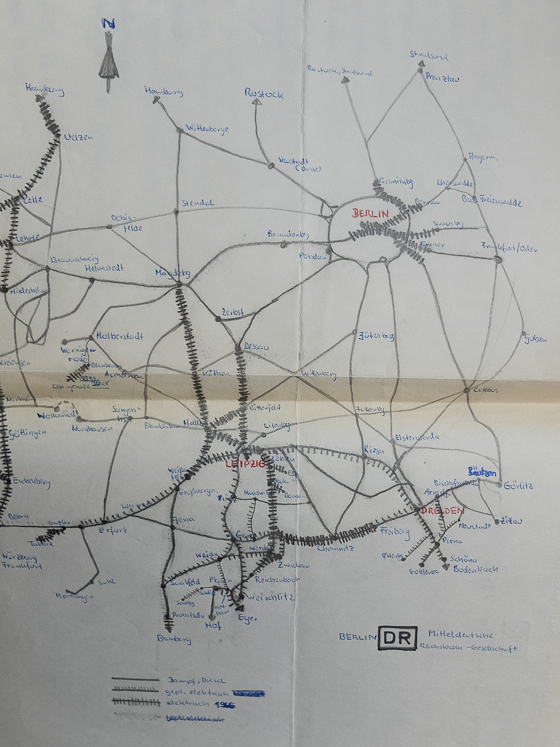 Elektrisches Netz der DR Ende 1965