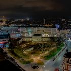 Elisenbrunnen bei Nacht vom Dach des Aachener Doms gesehen