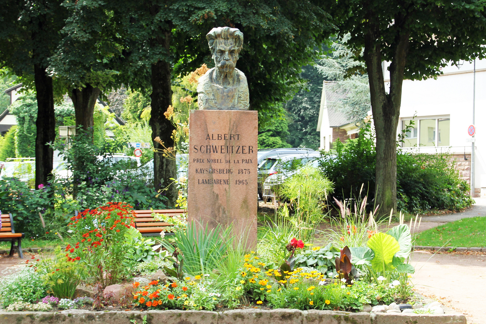 Elsass: Das Albert Schweitzer Denkmal in Kayserberg