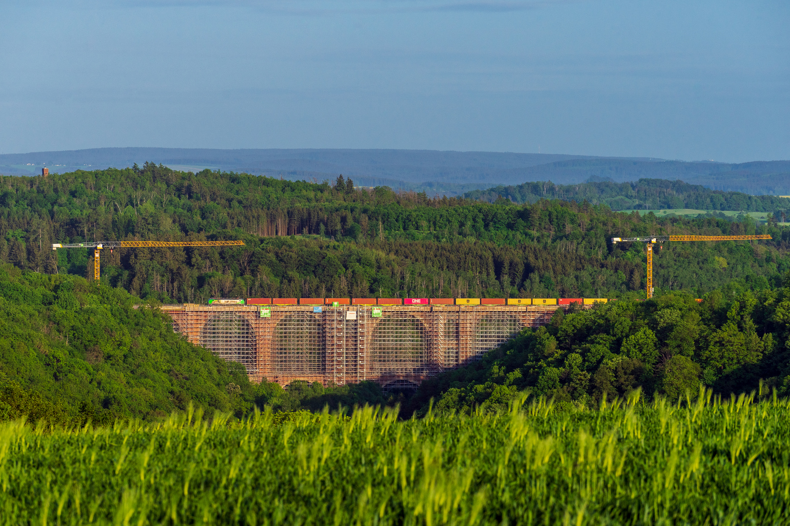 Elstertalbrücke- eingerüstet