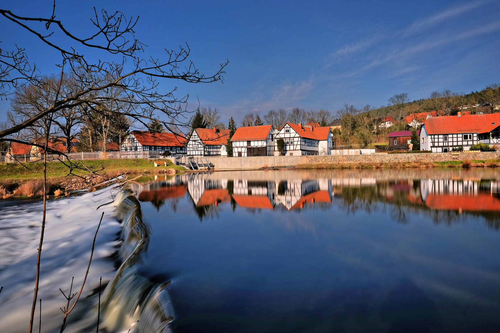 Elsterwehr Wünschendorf in der Langzeitbelichtung II