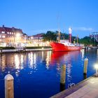 Emden harbour at night, Germany, Europe, North Sea