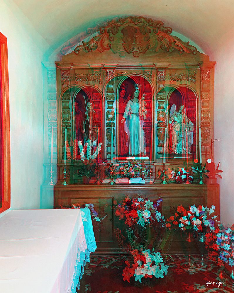 Emerita el Paso Kirche La Gomera - Anaglyphen 