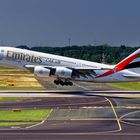 Emirates Airbus A380 beim Start in Düsseldorf (DUS)