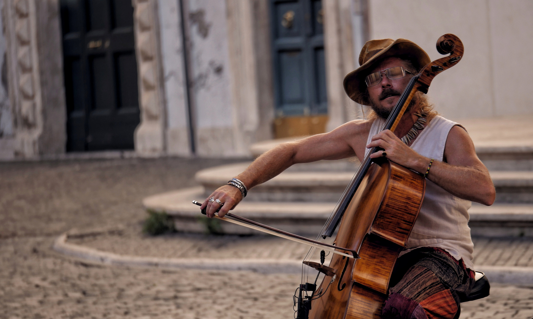 Emotionen eines Straßenmusikers 