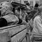 Emotions on a street bench 