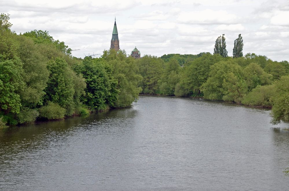 Ems 5 - Die Ems bei Rheine. Von hier an ist der Fluss schiffbar. Foto