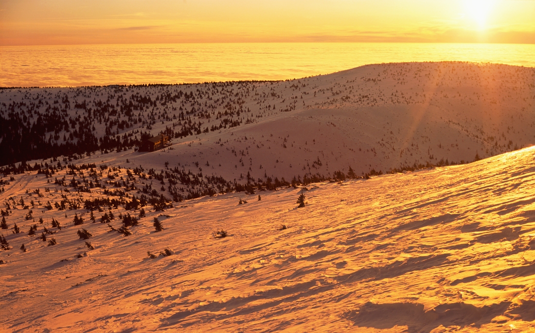 End of sunny day in the mountains