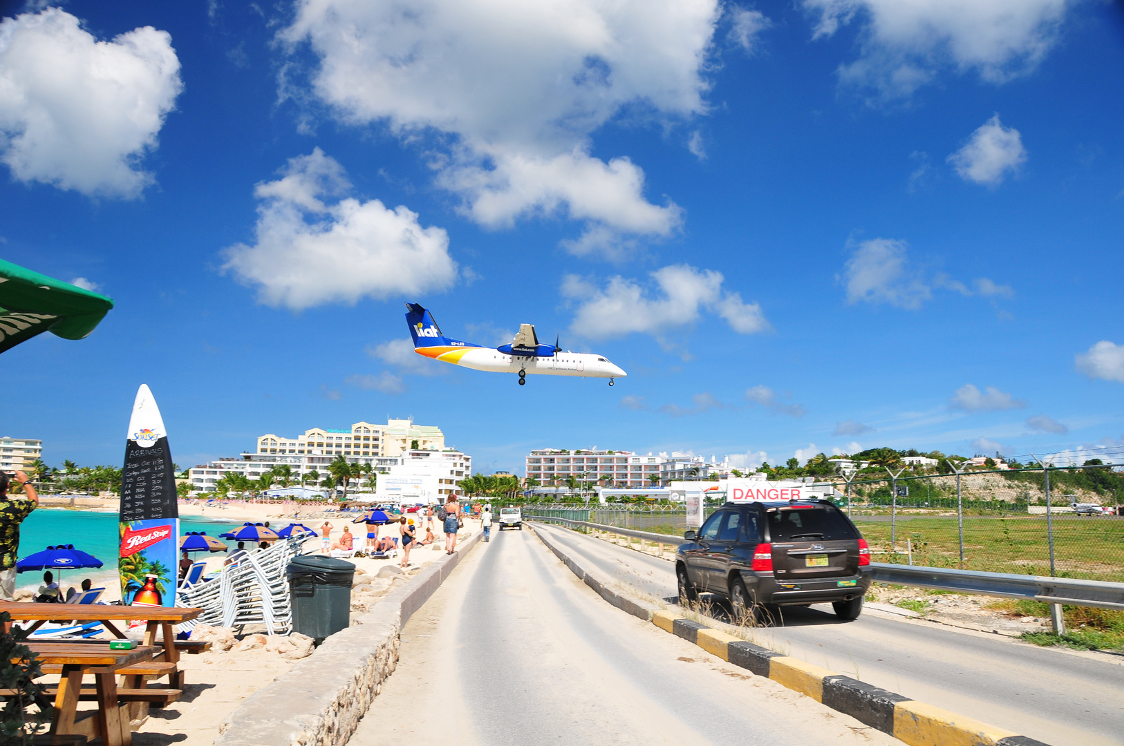 Endanflug auf St. Maarten