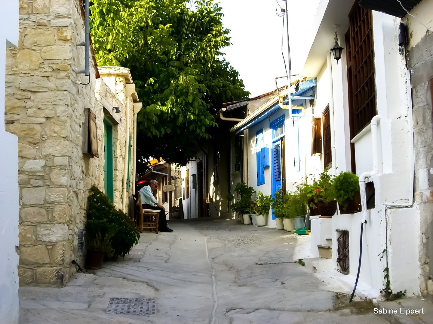 Enge Gasse mit Topfgärten auf Gran Canaria