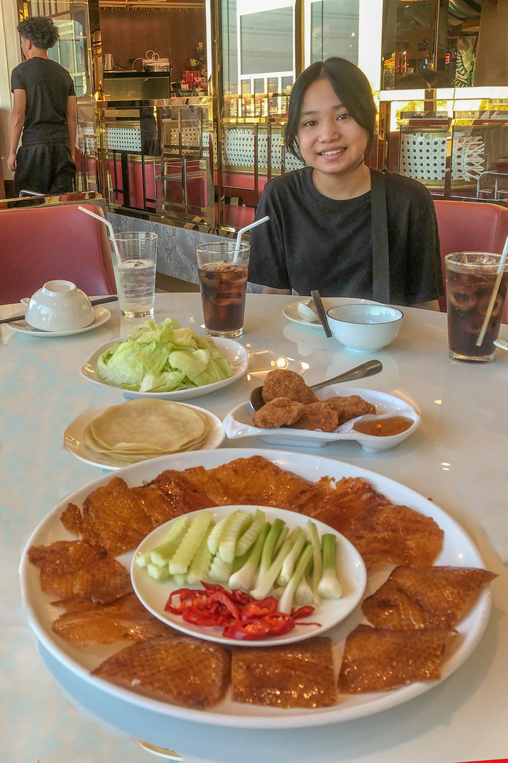 Enjoying rearl Peking Duck