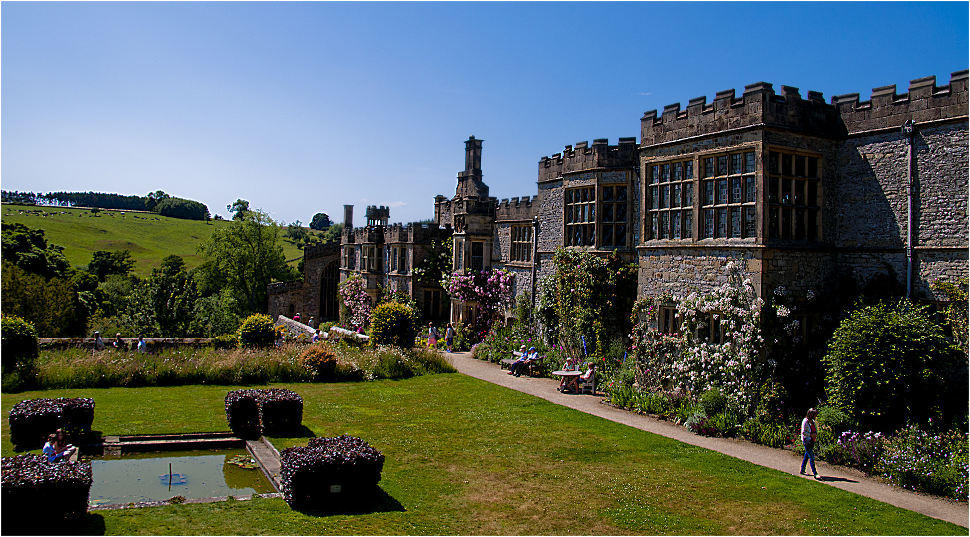 Enjoying the gardens at Haddon Hall