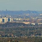 Enorme Ausschnittsvergrößerung mit dem Blick zum Meissner Dom von der Festung Königstein