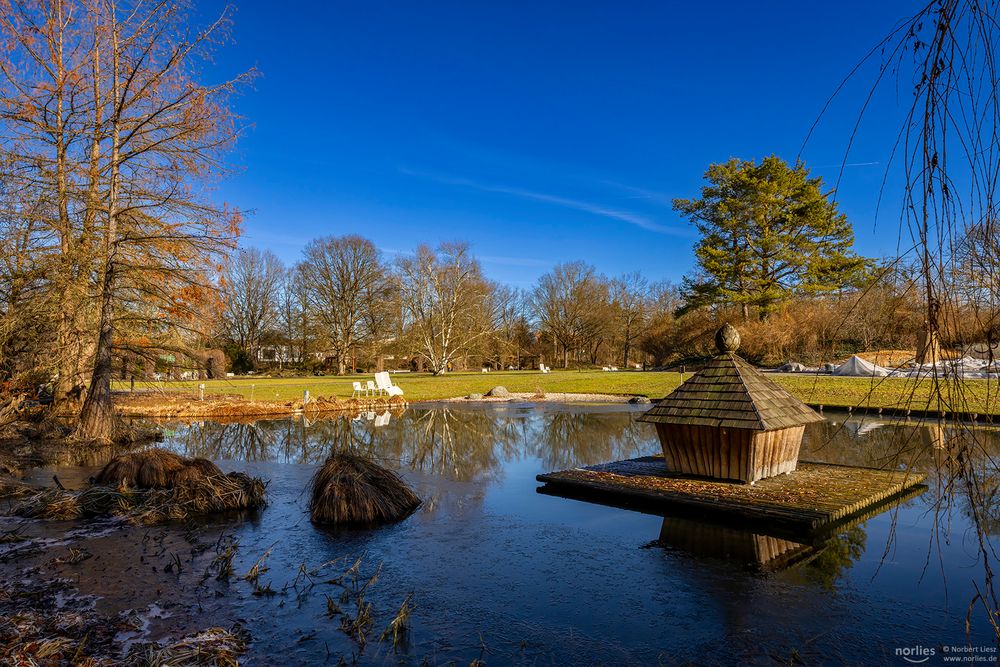 Entenhaus im Teich