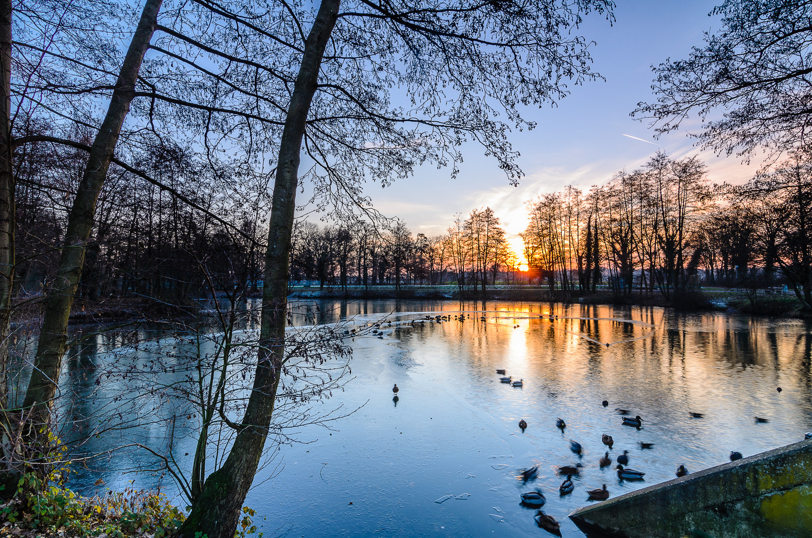 Ententeich Foto & Bild sonnenuntergang, kalt, sonne Bilder auf