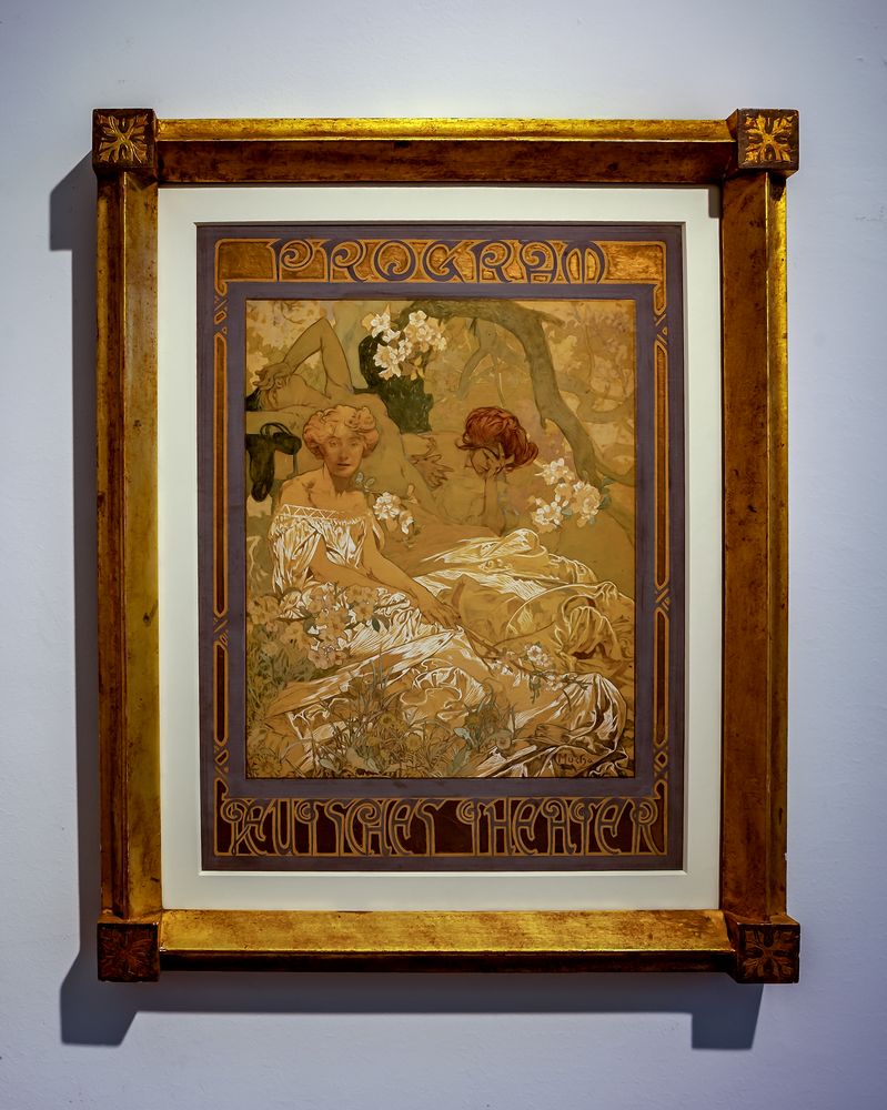 Entwurf für „Komödie“, Deutsches Theater in New York, Alfons Mucha 1908 