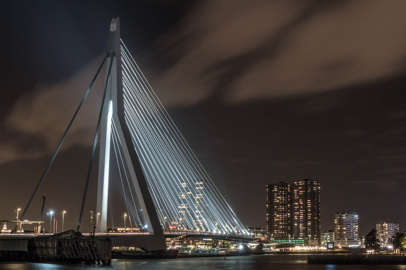 Erasmusbrücke bei Nacht