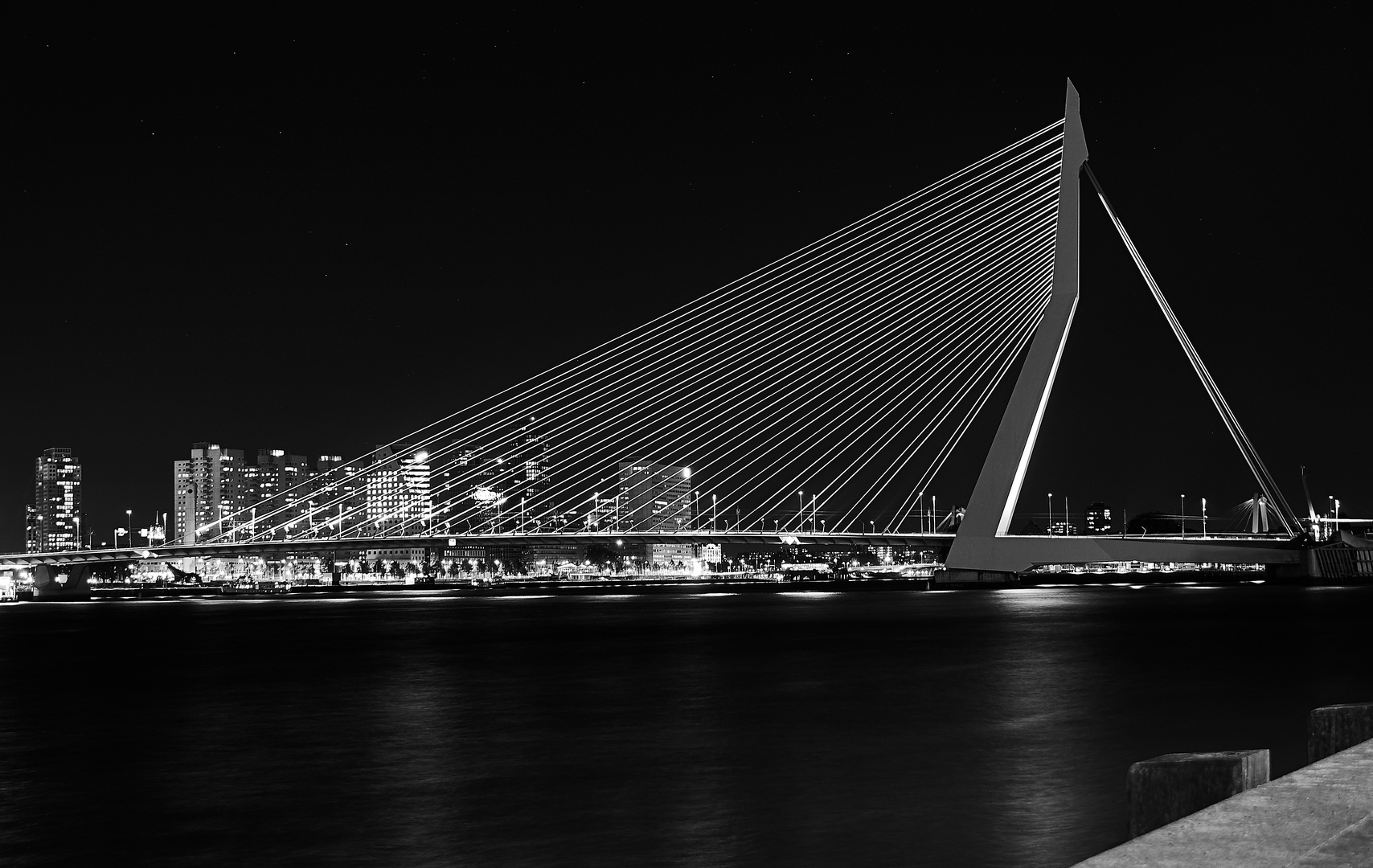 Erasmusbrücke Rotterdam bei Nacht