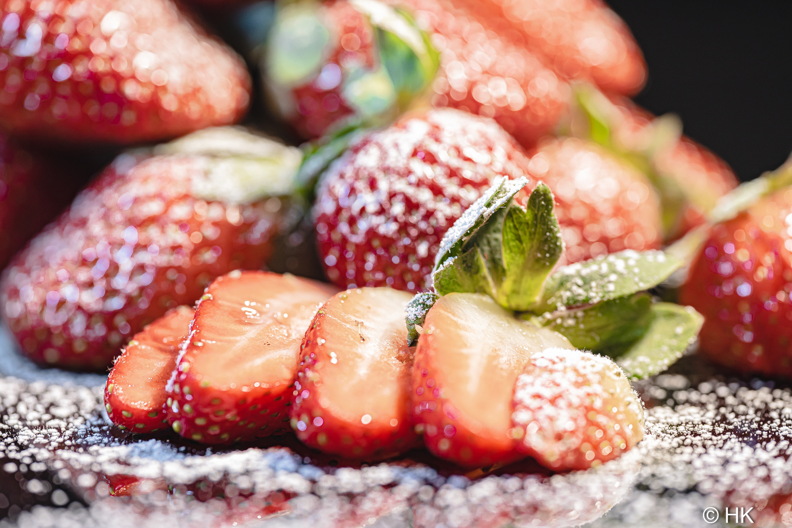 Erdbeeren im Winter, es hat geschneit