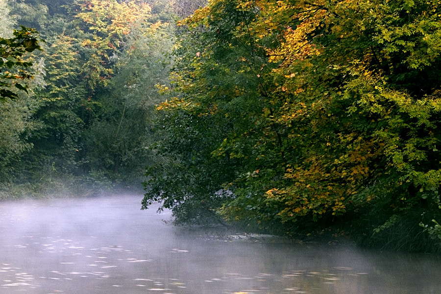 Erft im Frühdunst herbstlich bemäntelt