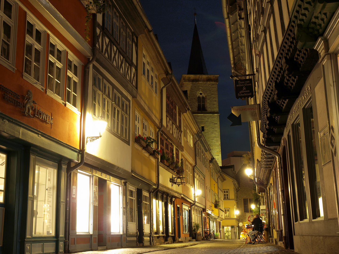 Erfurt die Krämerbrücke bei Nacht