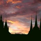 Erfurt, Dom und Severi im glühenden Abendhimmel