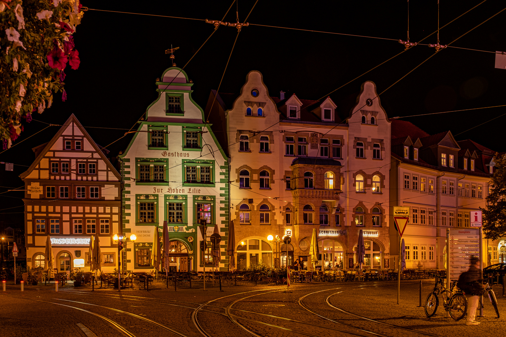 Erfurt, Domplatz bei Nacht