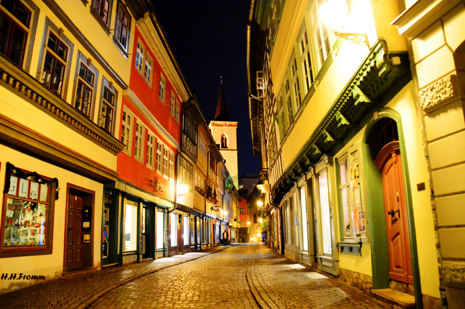 Erfurt , Krämerbrücke bei Nacht 