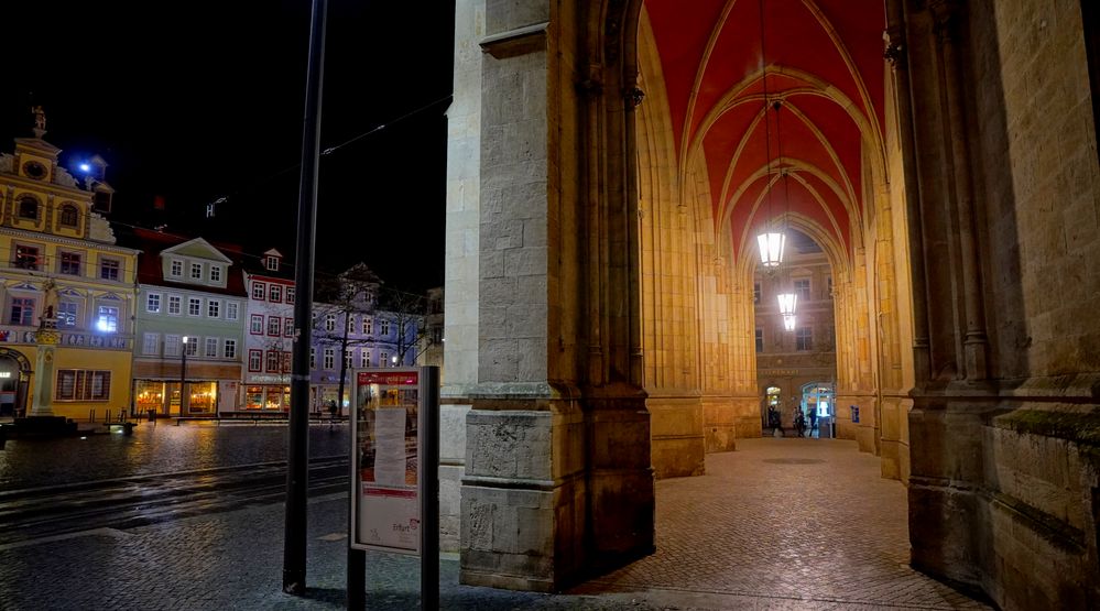 Erfurt, Rathaus, nachts (Erfurt, ayuntamiento, por la noche)