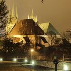 Erfurter Dom bei Nacht - Blick vom Petersberg der Zitadelle/Festung