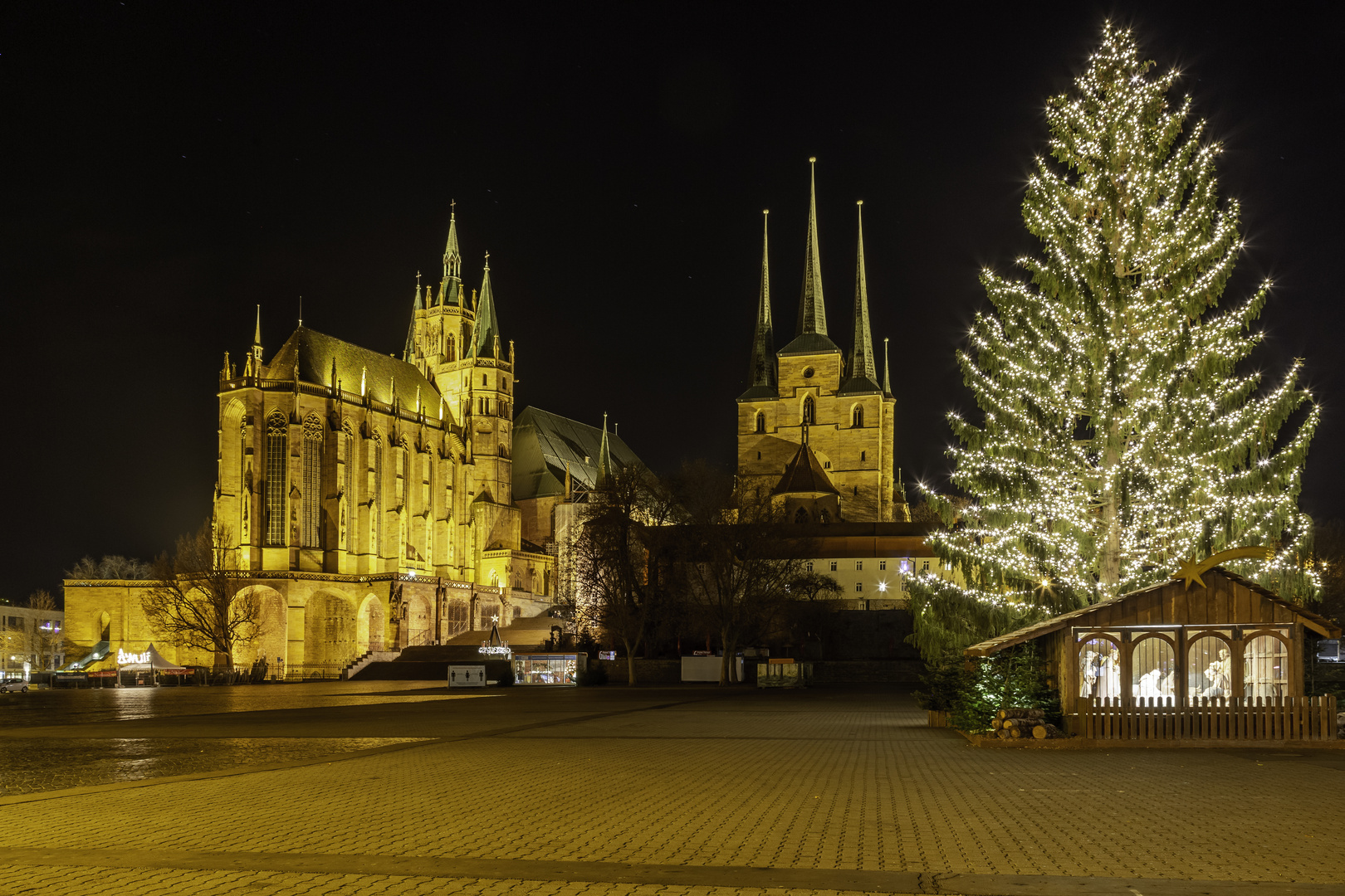 Erfurter Domplatz bei Nacht