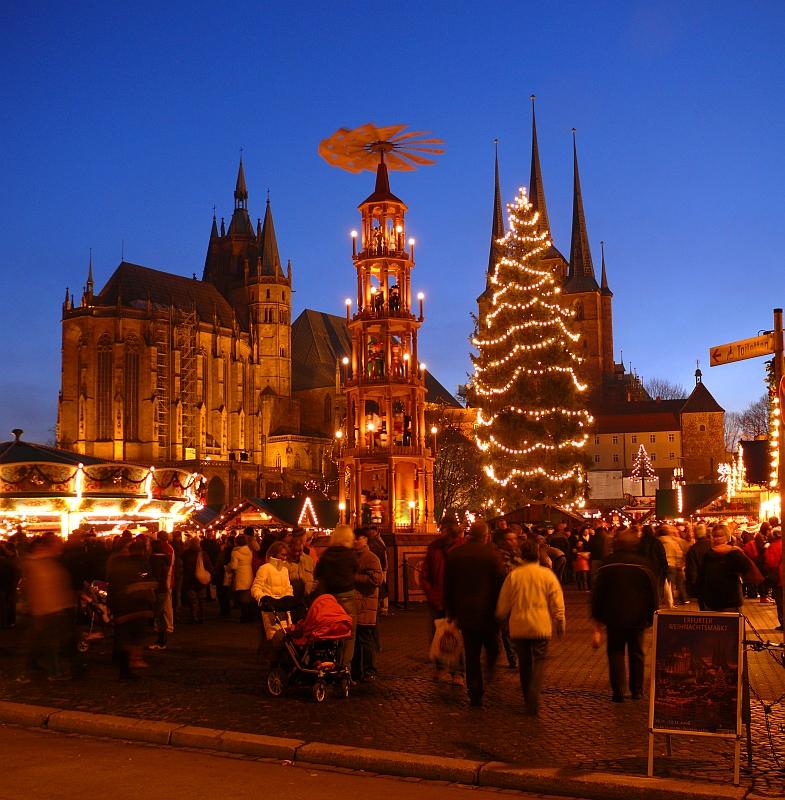Erfurter Weihnachtsmarkt zur blauen Stunde Foto & Bild deutschland, europe, thüringen Bilder