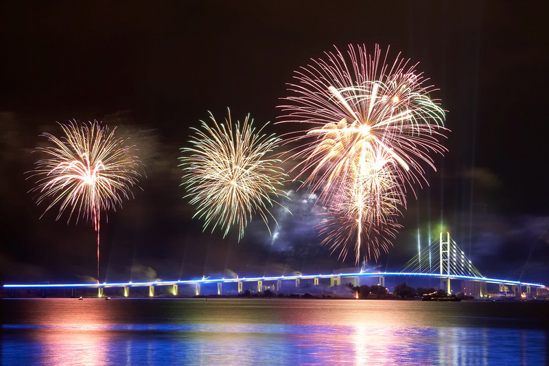 Eröffnung der Rügenbrücke, Feuerwerk