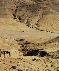 Erosionslandschaft mit Yaks, Überland Tibet