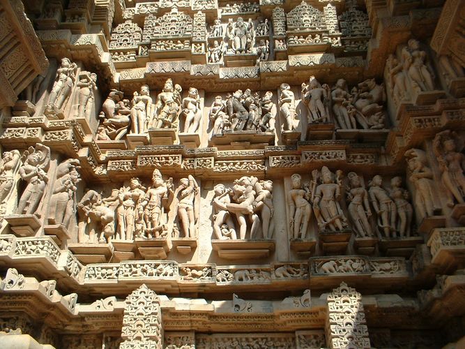 Erotic temple sculptures - Khajuraho, Madhya Pradesh