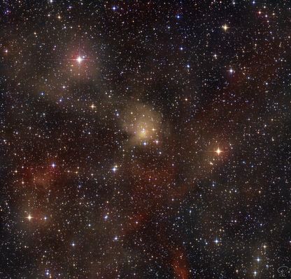 Erste Amateuraufnahme von CWNU 71, offener Sternhaufen in seiner ursprünglichen Wolke