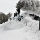 Erste Fahrt durch den Schnee.