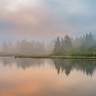 Erste Sonnenstrahlen im Morgennebel