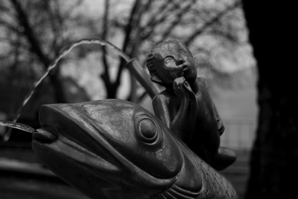 erster kleiner wasserteufel mit seinem fisch