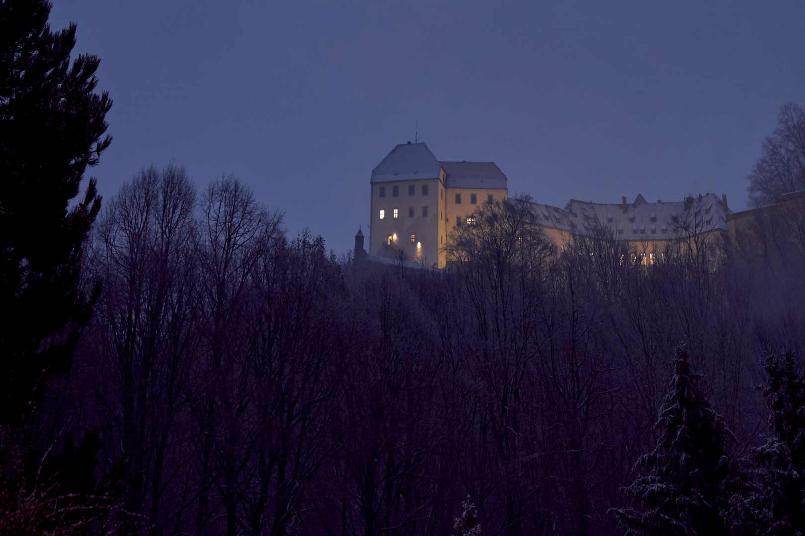 Erster Schnee auf der Festung Königstein