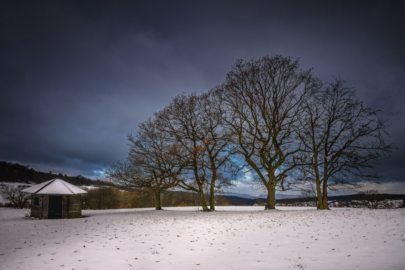 Erster Schnee im blauen Ländchen