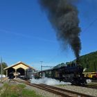 Erster Zug aus der hist. Bahnhofshalle Basel in Bauma