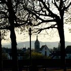 Erstes Morgenlicht auf die Pfalz beim Münster zuz Basel