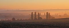 "Erweiteter Elbtalnebel" und aufgegangene Sonne nach einer halben Stunde...