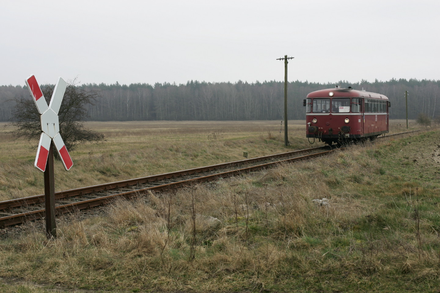 Es fährt ein Schienenbus in der Prignitz