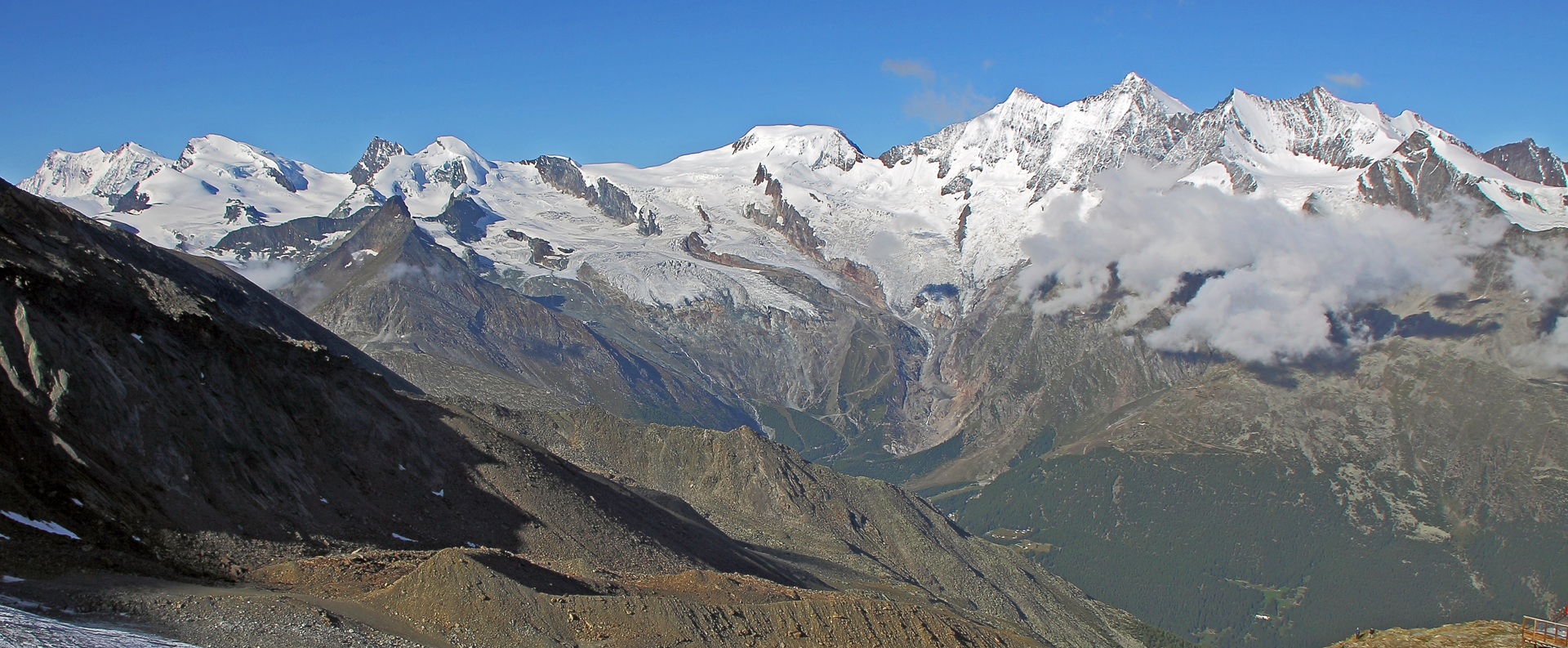 Es gibt im Wallis 3 große Aussichtspunkte zu den Viertausendern,