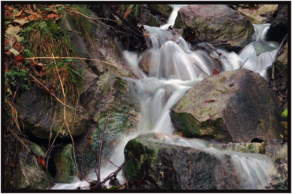 Es rauscht im Wald der Wasserfall.