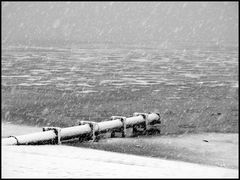 Es schneit an der Nordsee