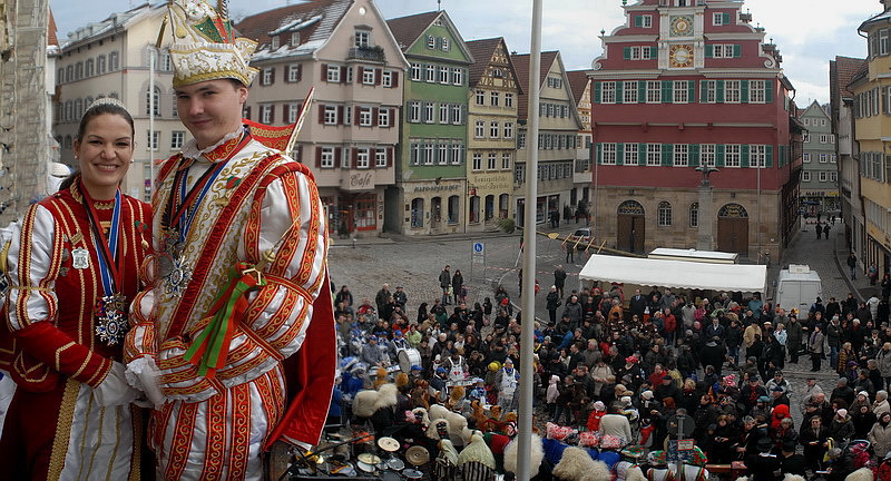 Esslinger Prinzenpaar 2010 auf dem Rathausbalkon